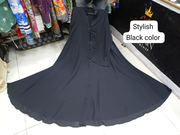 Elegant Black Front Open Abaya – Premium Imported Georgette | High Quality Stitching